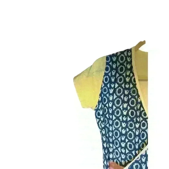 PO-EM “Ode” Natural Handwoven cotton block printed summer wrap dress XS - Picture 3 of 9